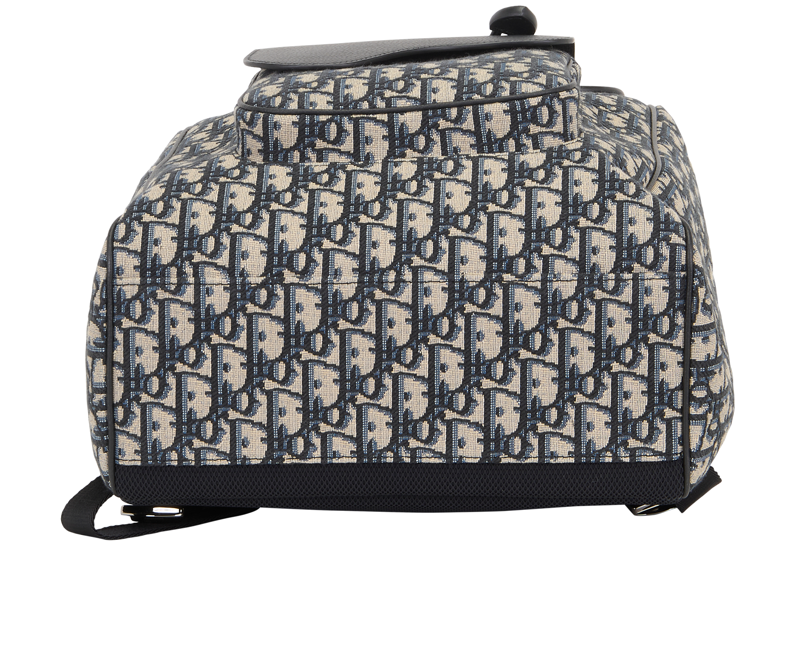 Saddle Backpack, &pound;1,800, Handbags, Navy, Canvas/Leather, Top view